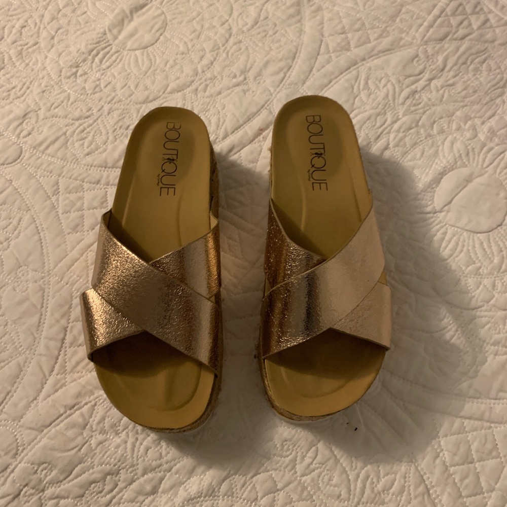 Boutique espadrille gold platform Sandle S8.5